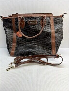 Liz Claiborne Elegant Woven Brown LARGE Tote Shoulder Commuter Computer Bag Luck